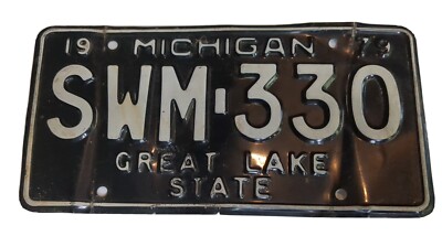 1979 Michigan Black Vintage Licenese Plate Automobile great lake state swm-330
