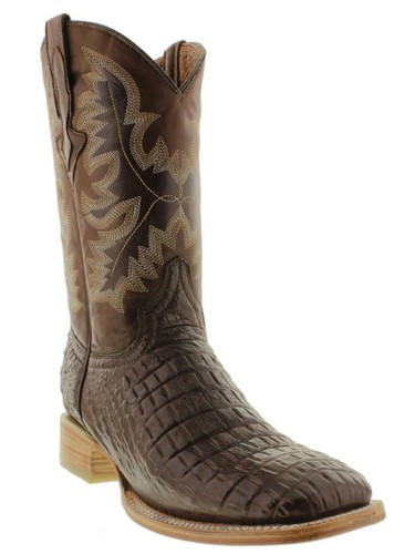 Da Uomo suola naturale Browm esotico in pelle di coccodrillo Belly Taglio  Stivali Da Cowboy Quadrato | eBay