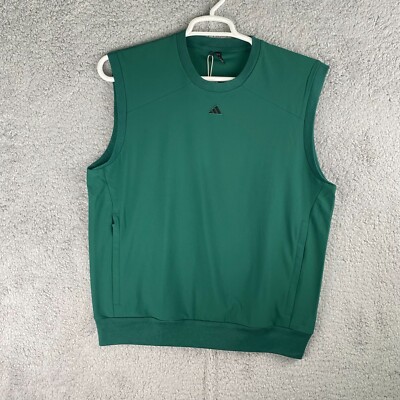 New Adidas Golf Go-To Crest Graphic Vest Mens Size Small Collegiate Green IN6488