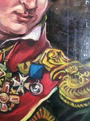 Dipinto olio ritratto di guerriero Litvinov A. senza cornice decorazione originale nAAA2357 - Foto 9 di 13
