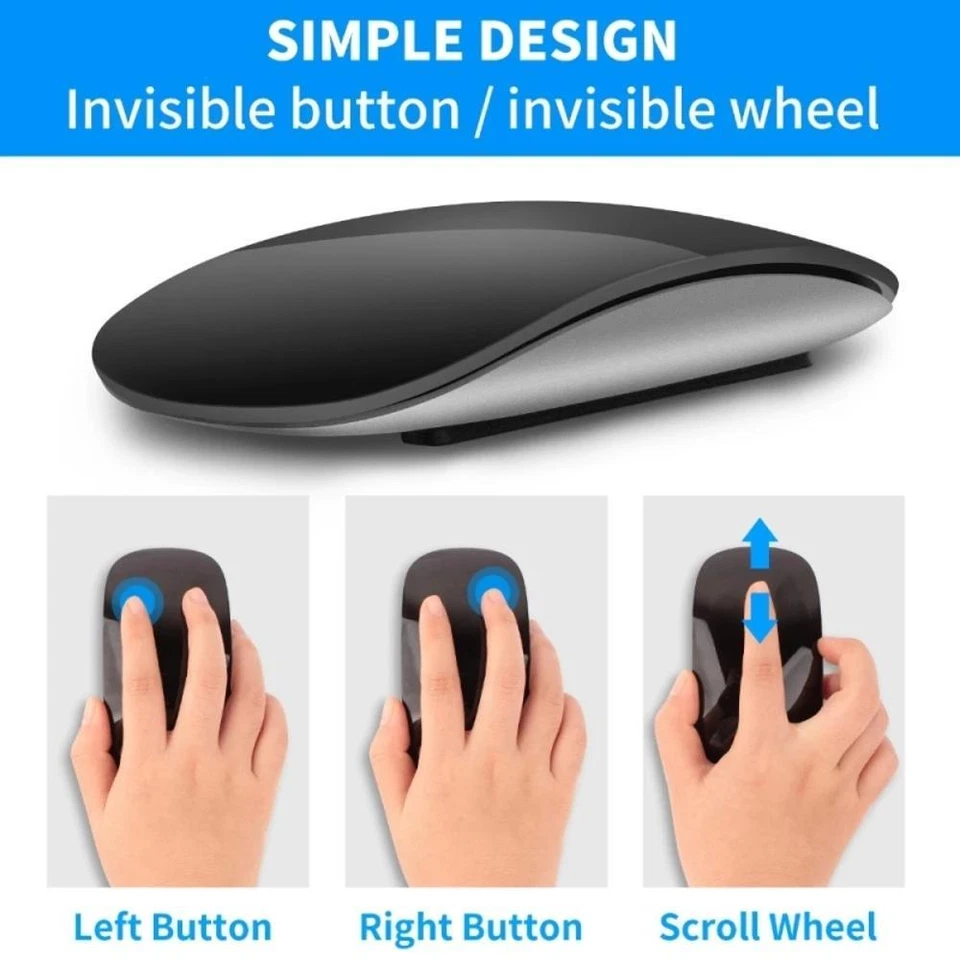 Ultra-Thin Bluetooth 5.0 Wireless Mouse Silent Multi Arc Touch Mouse For Laptop - Image 3 of 4