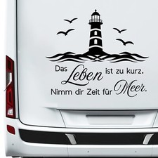 Spruch Leuchtturm Aufkleber Leben Meer Zeit Wohnmobil Sticker Maritim 55x65 cm