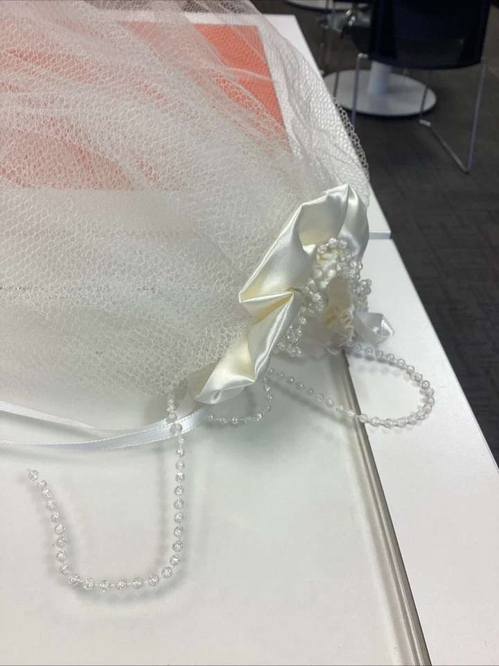 Red de boda vintage velos de tul y perlas, novia, manualidades, florales, costura, costura Foto 2 de 4