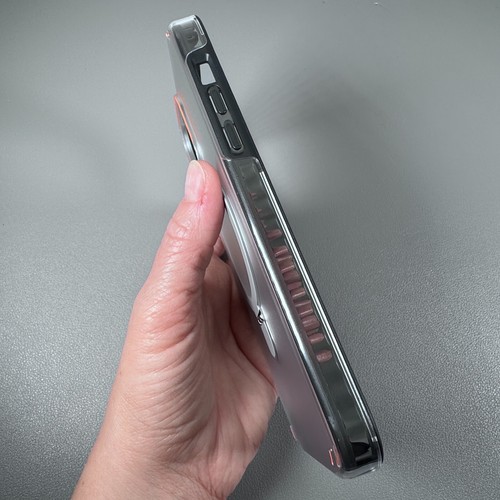 Case for iPhone 14 Pro Max - Frosted Gray & Orange | Magnetic O-Ring Kickstand - Picture 6 of 20