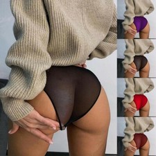 Women Sheer Panties Thong Ultra Thin Mesh Underwear See Through Lingerie Knicker