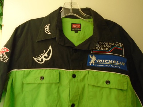 VINTAGE NO FEAR KAWASAKI GRÜN MOTORRAD DIRT BIKE RENNEN HERREN HEMD GRÖSSE LARGE - Bild 11 von 14