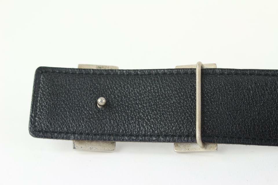 Hermès 32mm Reversible H Logo Belt Kit Matte Silver Black x Navy