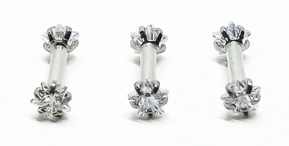 Piercing Orecchino Uomo Donna Acciaio Chirurgico Trago Helix Stella Zircone - Immagine 2 di 4