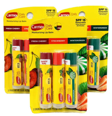 Carmex Daily Care Assorted Lip Balms 9 TOTAL COUNT 