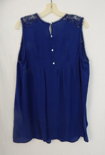 New Directions * Curvy ~ Lace Bodice Royal Blue Sleeveless Blouse * Size 1X - 第 2/6 張圖片