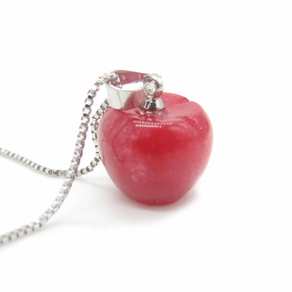 Collar colgante de rodonita natural MENDEL piedra roja manzana encanto cristal curativo Foto 3 de 4