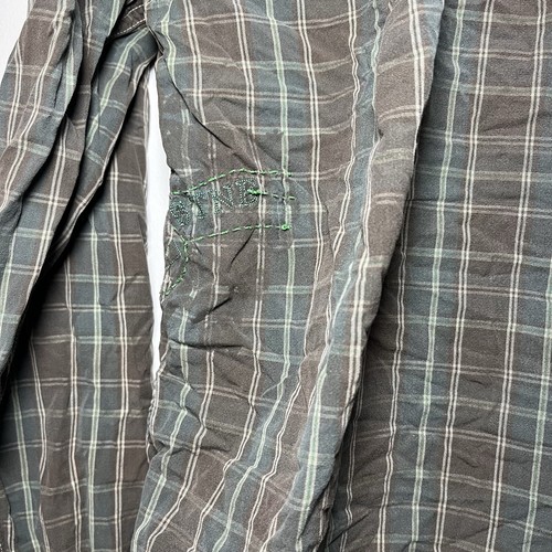 Vintage Volcom Button Up Shirt Blue And Brown Mens M Plaid Flannel Slim Fit Y2k - Picture 7 of 8
