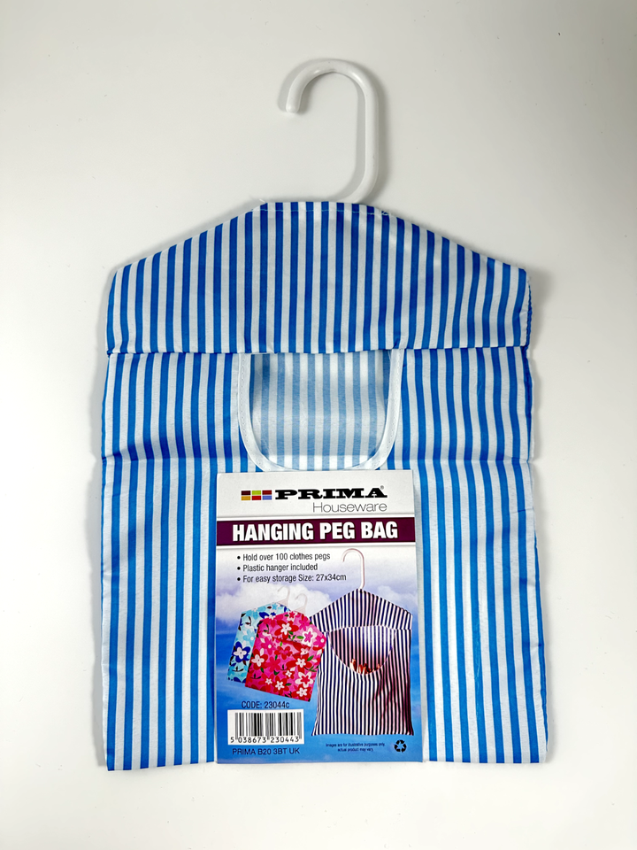 Cloth Peg Bag Hanger Fabric Plastic hold over 100 cloths pegs 27 x 34cm