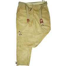 RS Landgut Ladies Trachten Bavaria Leather 7/8 Trousers Oktoberfest 42 W32 Beige Belt