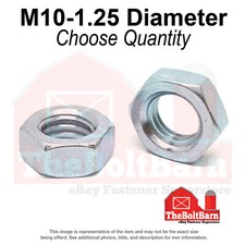 M10-1.25 Class 4 Hex Jam Nuts Zinc Clear Fine Thread (Pick Quantity)