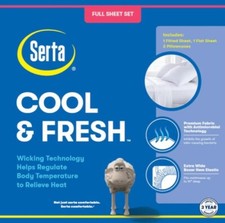 SERTA Cool Fresh Cooling Sheet Set Full LIGHT GRAY 4 Piece Brand New