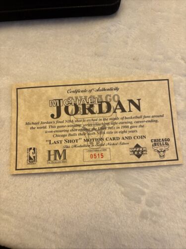 Michael Jordan Highland Mint Last Shot Silver Coin Motion Card Set W/ COA - Picture 2 of 5