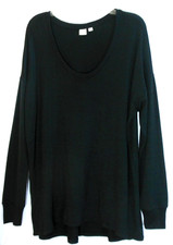 Gap Sweater Top XL Black Long Sleeve Scoop Neck VGUC