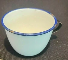 Vintage KER Sweden White Enamelware Cup 7 CM Coffee Cup Small 3" diameter