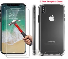 Hybrid Clear Bumper Case Cover For Phone 6 7 8 Plus X XR 2 Screen Protectors