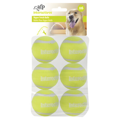 AFP Interactive Hundespielzeug 6er Pack Tennisbälle Ø 5 cm für Hunde