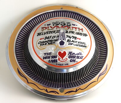 Custom Pinstripe Folk Art Hub Cap 1966 Plymouth Belveder II by G. Wills 2012