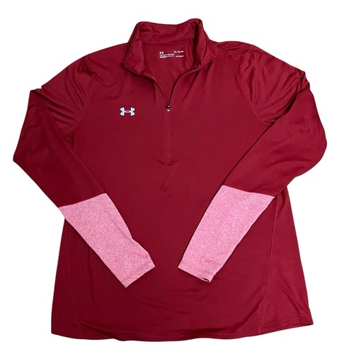 Under Armour Mens XL Red HeatGear Long Sleeve T Shirt Loose Fit
