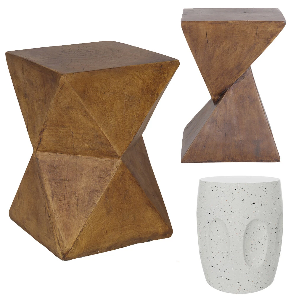 Round Twist Side Table Small Coffee Tea Table Light Weight Concrete Accent Table