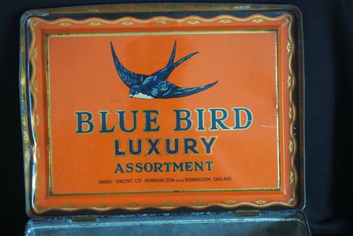 Large Vintage Blue Bird Toffee Tin biscuit tin Tavern Pub - 第 4/12 張圖片