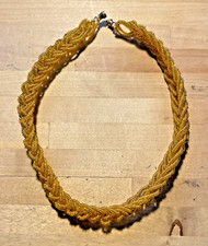 Antique Victorian Gold Glass Bead Woven Choker Necklace .75x14"