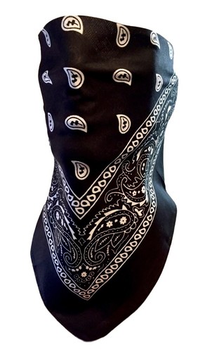 BANDANA COLLO BIKER REVERSIBILE COPRI VISO PAISLEY NERO REGOLABILE MARCA VELCRO® - Foto 1 di 6
