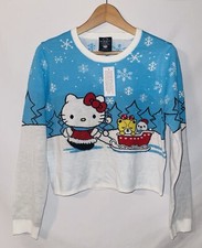 Sanrio Hello Kitty Women  s Cropped Christmas Sweater Size Large NWT
