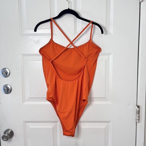 NEW Liberty & Justice One Piece Swimsuit XL Orange French Cut Criss Cross Back - Picture 3 of 6