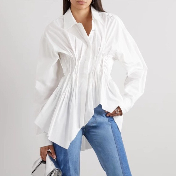 トップス Lig. hem design tops JGGSPWM Womens Solid Casual Loose Fit Oversized Hip Length