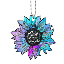 Acrylic Car Ornament, Backpack Accessory - New - Blue/Purple Flower