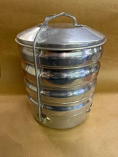 Vintage Regal Ware 5 Tier Aluminum Picnic Pack Stacking Pans Camping Hiking
