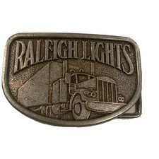 Raleigh Lights truck trucker smoker old vintage estate Brass metal belt buckle