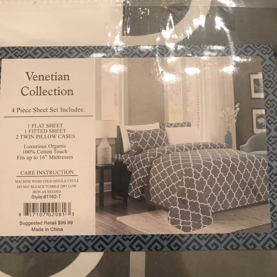 Colección Veneciana 100% Algodón Tacto 1800 Lujoso Orgánico JUEGO DE SÁBANAS TAMAÑO DOBLE Foto 3 de 4