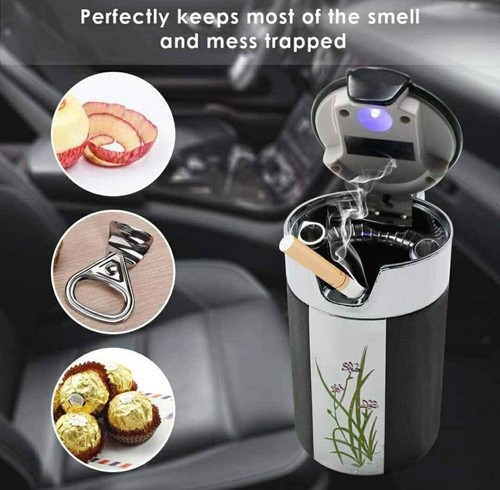 Smokeless Odor Free Lit Vehicle Car Ashtray Air Vent Clips Detachable Top BLACK - Picture 7 of 7