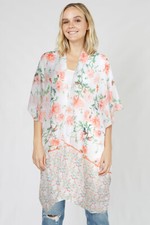 Anthropologie Style Women's Watercolor Flower Pattern Print Kimono Cover up