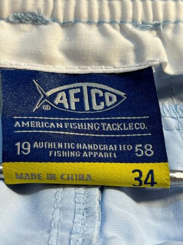 AFTCO The Original Fishing Shorts Men's 34 Cargo Elastic Waist M01 Sky Blue New! - Picture 8 of 13