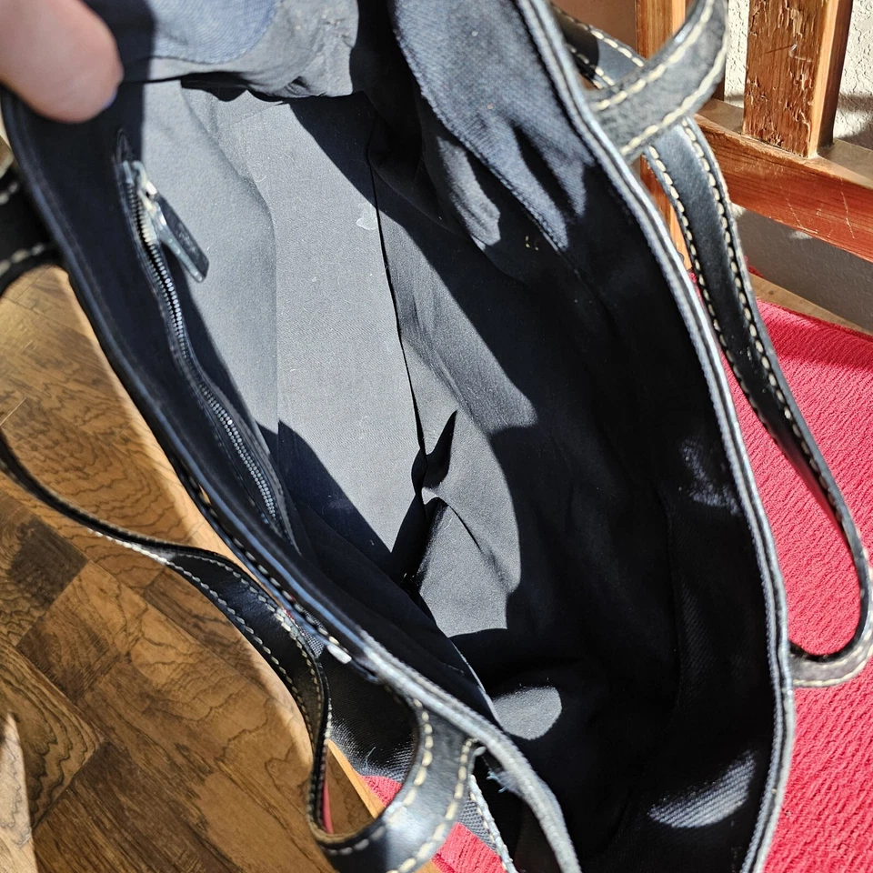 TODS Drawstring Canvas Tote Shoulder Bag Black - Image 3 of 4