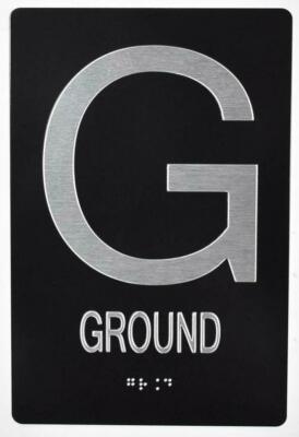 Ground Floor Sign - 6''x9'' Sign -(Aluminum, Black, 6x9)-REF24-1027