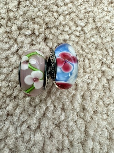 Pandora 925 ALE Murano Glass Floral Beads
