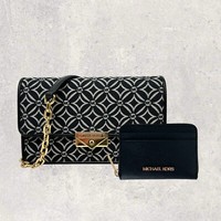 Michael Kors Tasche Crossbody Portmonee GeldböRse Jet Set Cece Schwarz Leder Neu