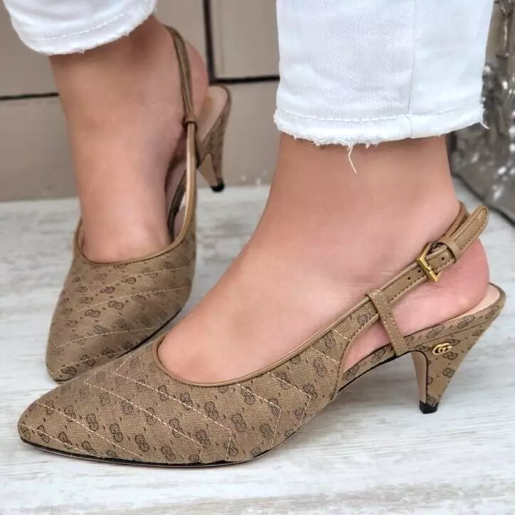 Gucci Double GG talons écharpe sandales mule chaussures escarpins ÉTAIT DE EU 36,5 UK 3,5