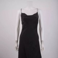 ZARA WOMENS RHINESTONE STRAP SLIP DRESS MIDI XS BLACK 2153 899 800