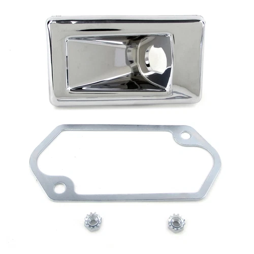 Early 69 Ford Mustang Outside Mirror Remote Cable Control Bezel, Chrome
