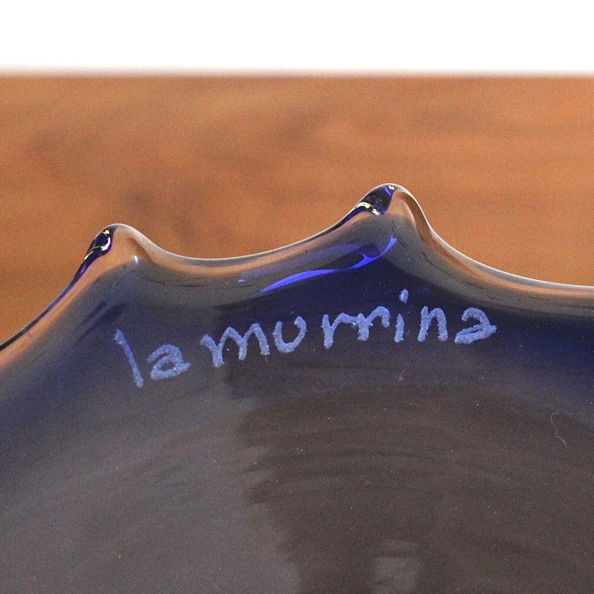 Vintage La Murrina Murano Glass Vase Blue Gradient Large Flower