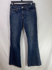 Lucky Brand Jeans Womens Size 2 Dark Blue Faded Jeans Boot Cut Mid Rise Denim
